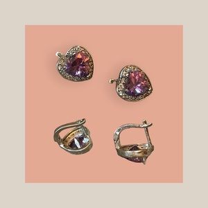 Amethyst Heart Earrings.